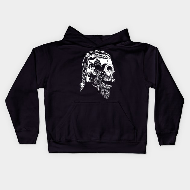 Viking Warrior Skull Kids Hoodie by LAPublicTees